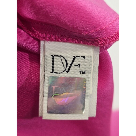 DIANE VON FURSTENBERG Women's 12 Esti Silk Pink Roll Tab Sleeve Blouse Shirt EUC - Picture 6 of 7